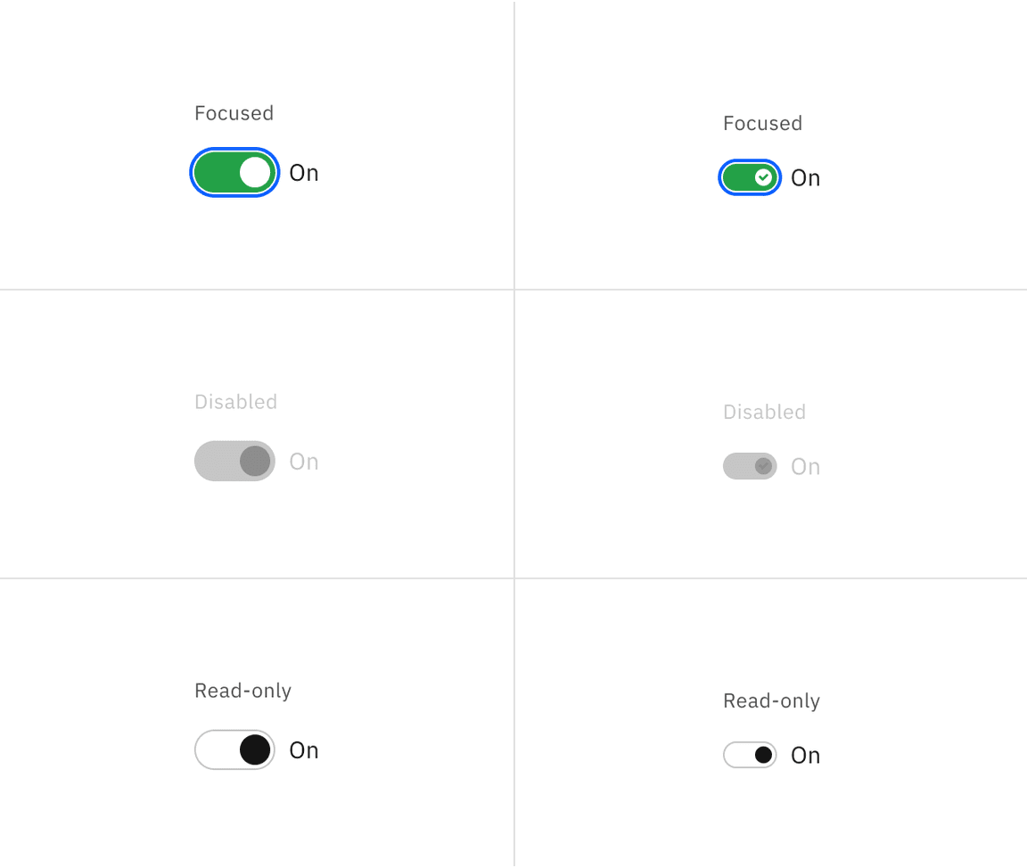 Interactive toggle states